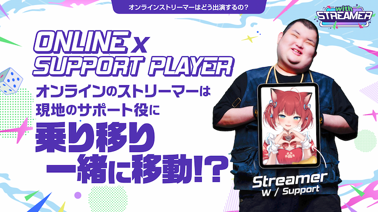 オンラインのストリーマーは現地のサポート役に乗り移り一緒に移動!?